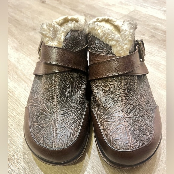 JBU Sweden Womens Memory Foam Wedge Marie Jane Clogs Leather Brown Size 11 M - Picture 4 of 8